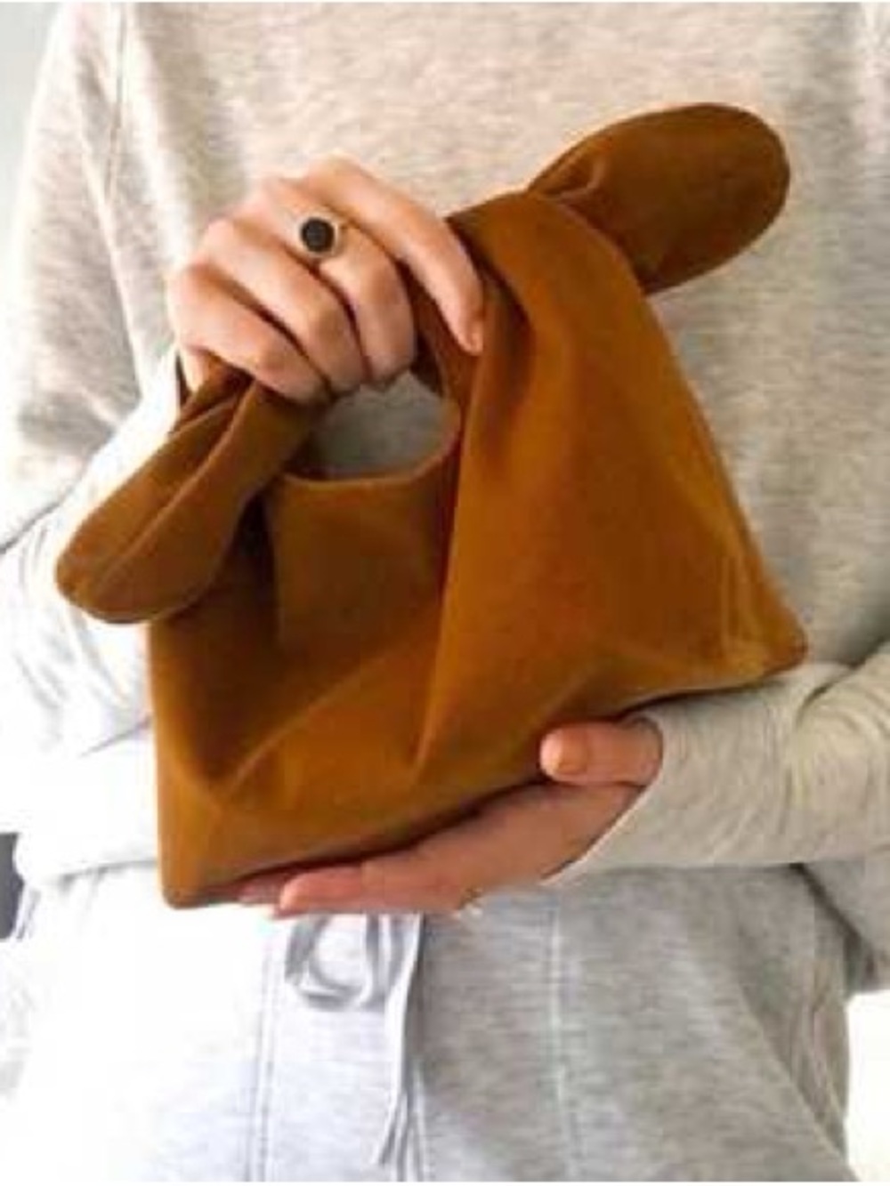 Merit Beauty Signature mustard corduroy make up bag